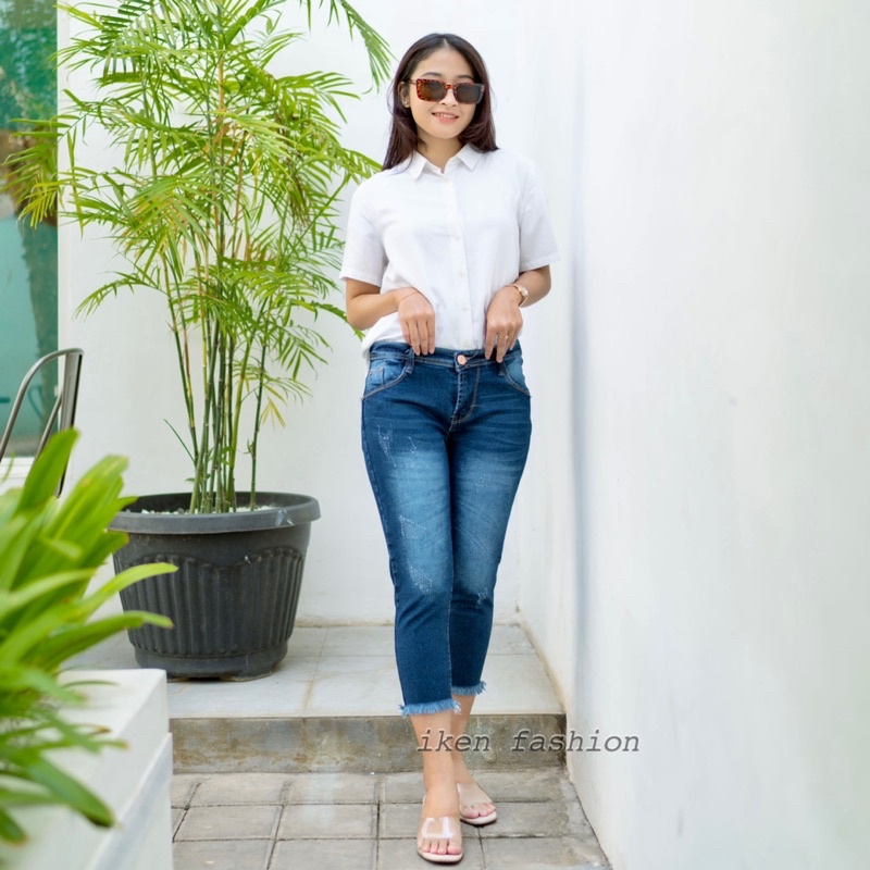 CELANA JEANS 7/9 WANITA RIPPED TIDAK TEMBUS // BIANTE CLAW JEANS // ERLIN JEANS