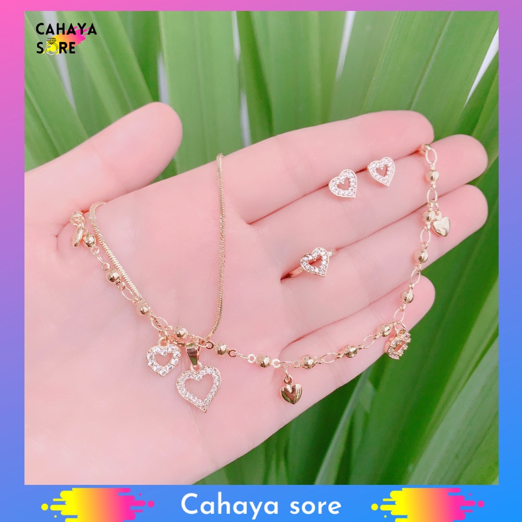 Xuping Set Gold Perhiasan Set Anak Motif Permata Love XA05