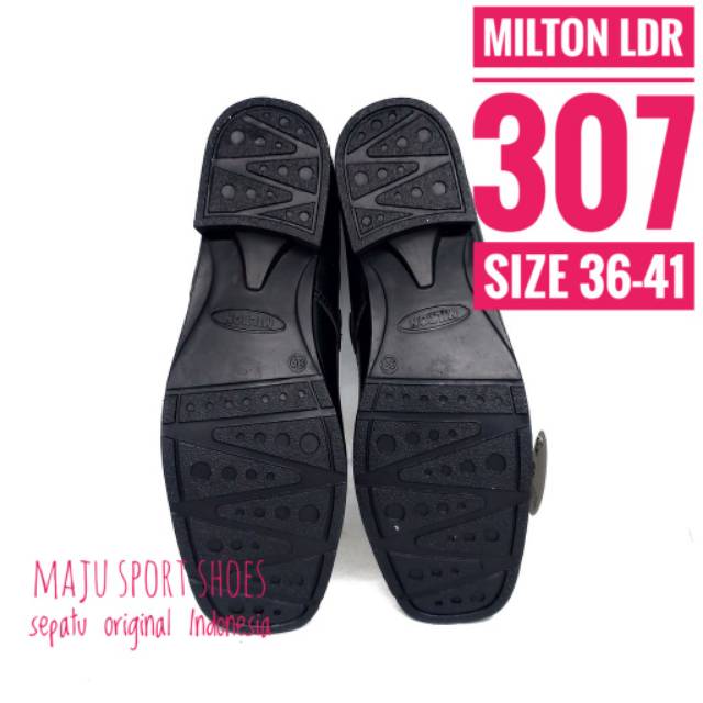 SEPATU PANTOFEL CEWEK MILTON LDR 307 HITAM &amp; PUTIH PASKIBRA GURU KERJA