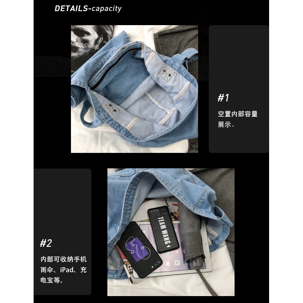 Denim Korean Jeans Slingbag Kasual Plain Unisex -Tas Wanita Pria Casual Import Big size Rama