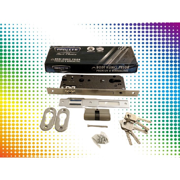 Body Pelor Kunci Set ARNETTA Gabus- Dorong Dan Handle- Body Kunci Pintu