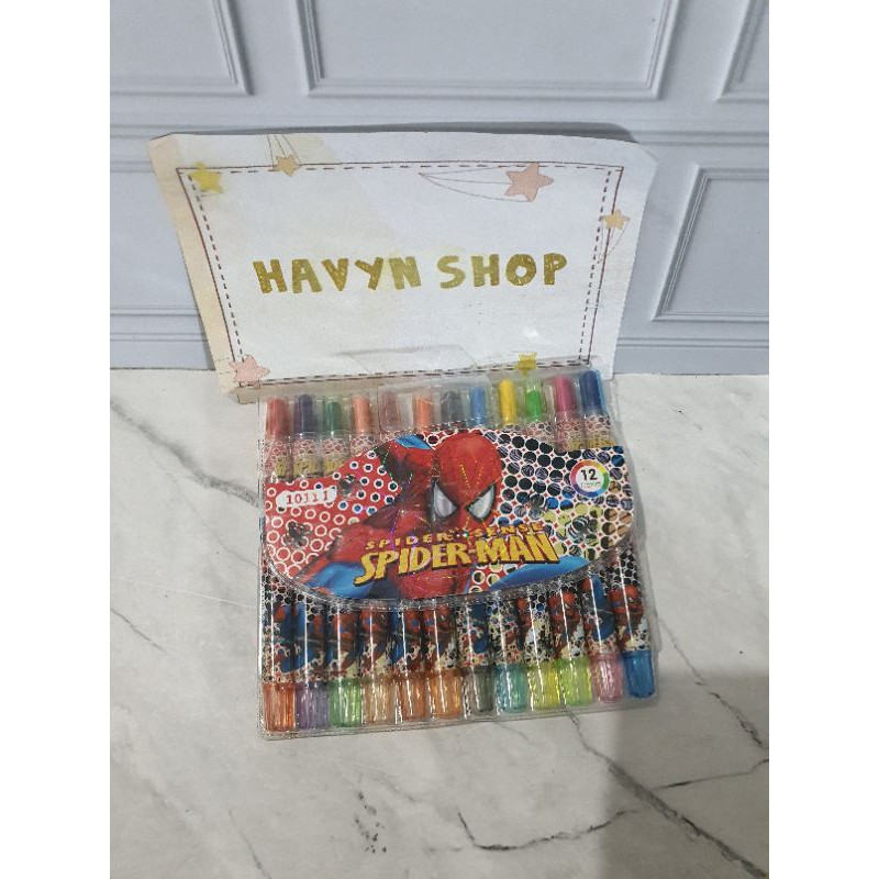 crayon putar/rolling crayon/oil pastel/Krayon putar PENDEK-Spiderman