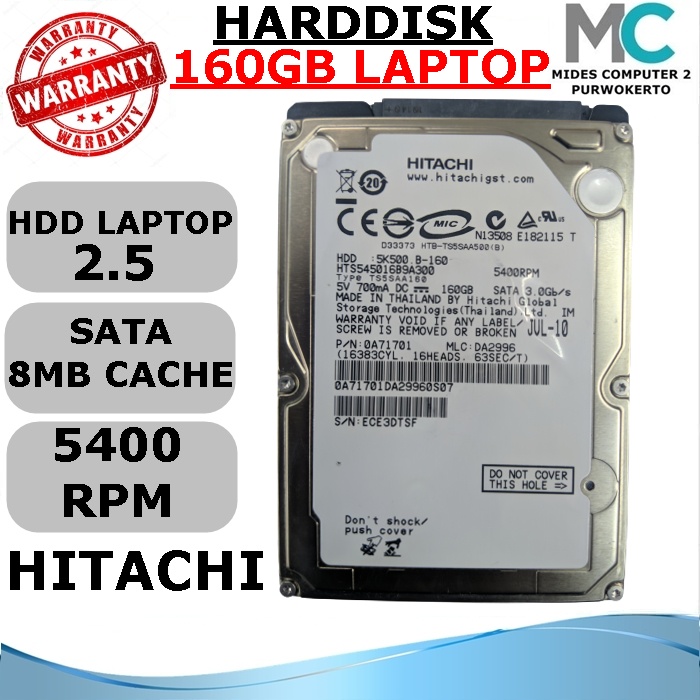 Harddisk Internal Laptop 2.5 160GB Sata Hitachi