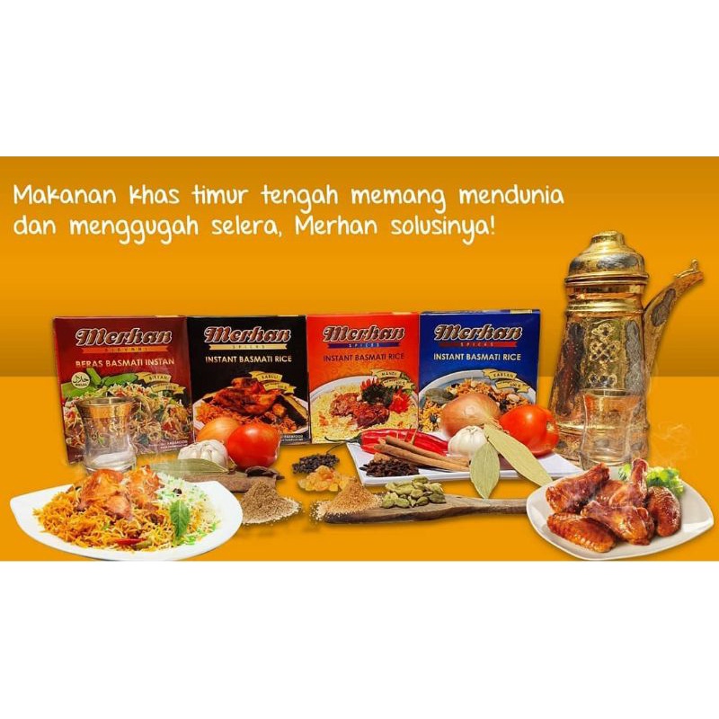 

MERHAN Nasi Arab Instan 4 varian Siap Olah [paket beras basmati plus bumbu&rempah pilihan]