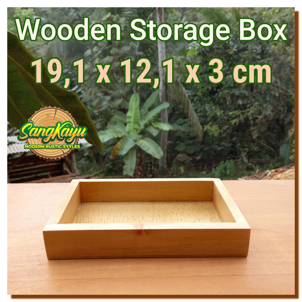 Wooden storage box 19,1x12,1x3 cm kotak penyimpanan kayu serbaguna