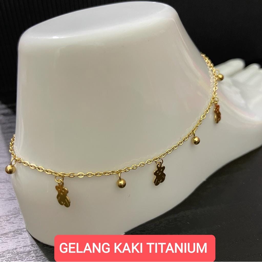 GELANG KAKI TITANIUM WANITA SILVER/EMAS TERLARIS DAN TERMURAH