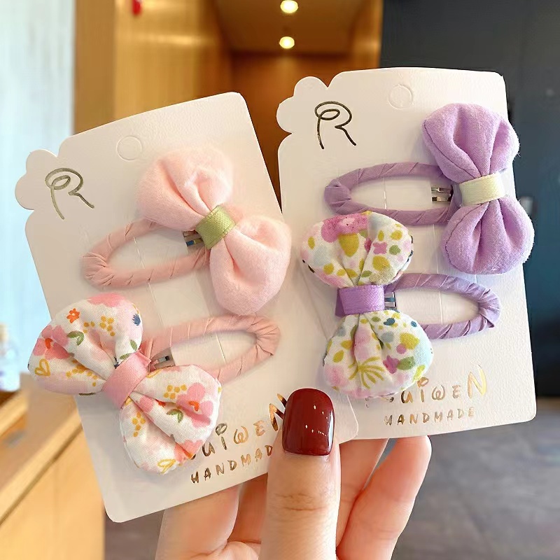 1 Set(2pcs) Jepit Rambut Pita Bunga Korean Style Untuk Anak Perempuan