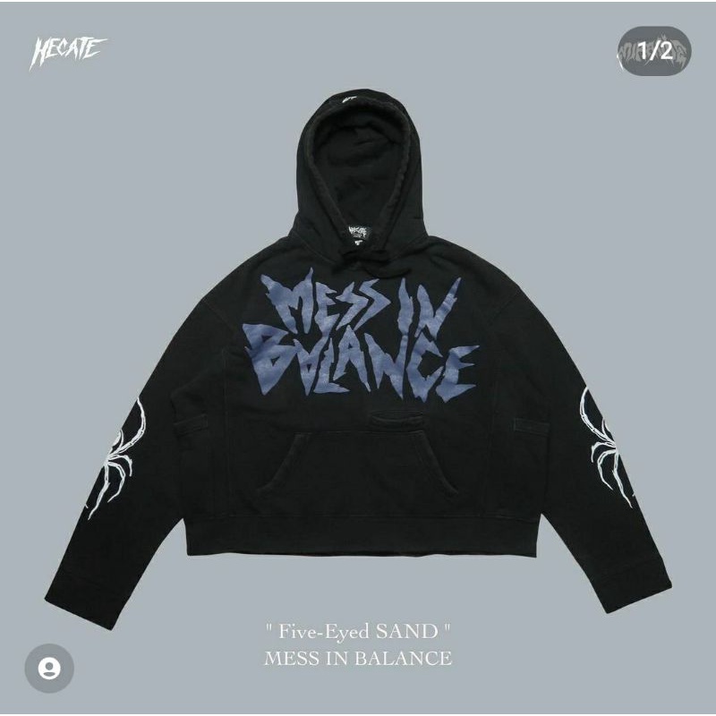 HECATE HOODIE FIVE EYED SAND `` MESS IN BALANCE `` || ORIGINAL PRODUCT || NEW
