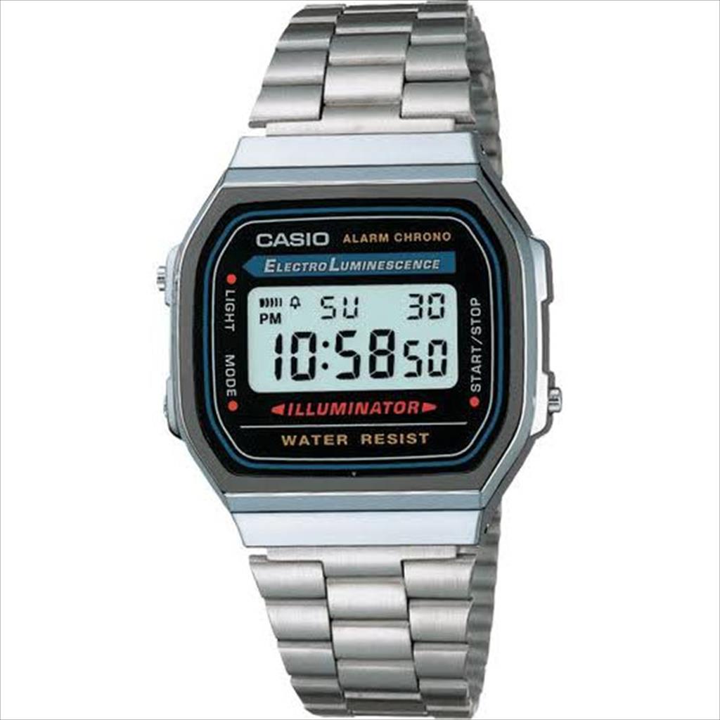 YA 141 - Jam Tangan Digital Casio Strap Rantai Stainlesss Steel jam Tangan Fashion Pria Import.