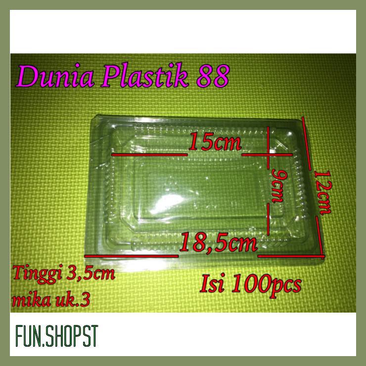 @100PCS UKURAN 3 BOX MIKA PLASTIK MIKA BENING TEMPAT KUE NASI MAKANAN