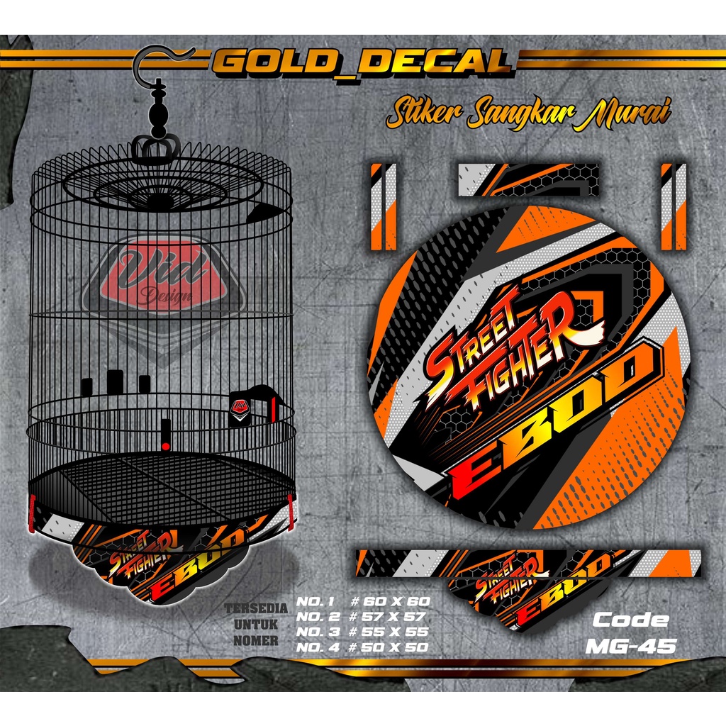 Decal Sangkar Murai Sticker Kandang Murai Motif Street Fighter Ebod No 1 2 3 4