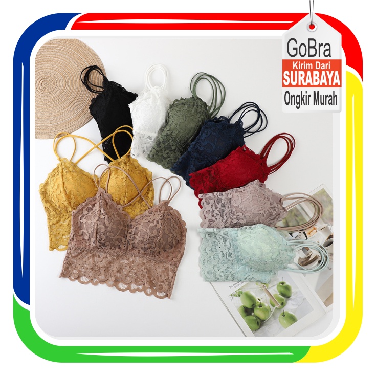 Gobra ♕ PW125 Pakaian Dalam Bra Wanita Sexy Bra Renda Push Up Olahraga Fashion Import COD