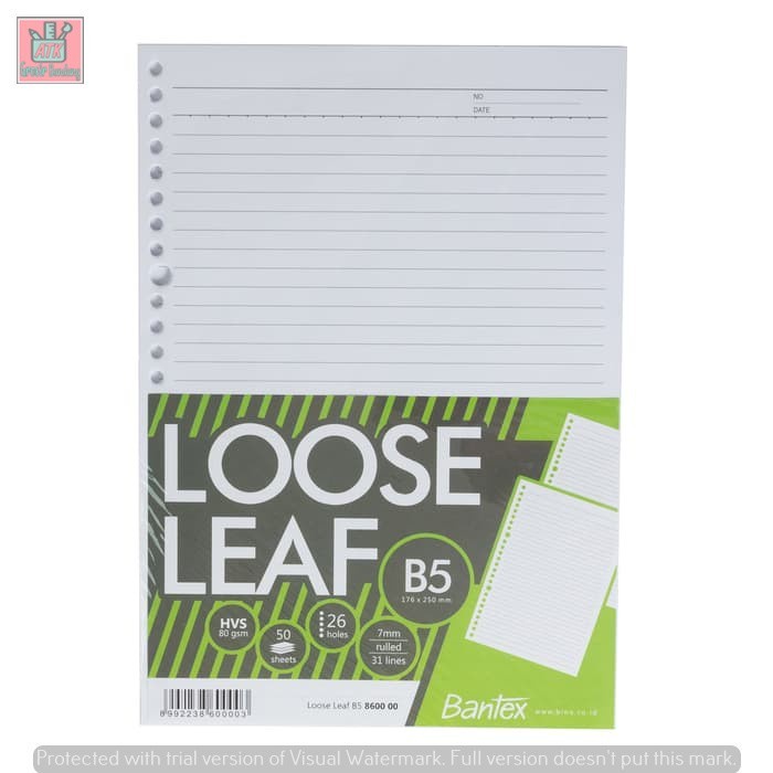 

Pendrawing- Bantex Loose Leaf Paper B5 80 Gsm 50 Sheets - 26 Holes 8600 00 -Drawing-Pen.