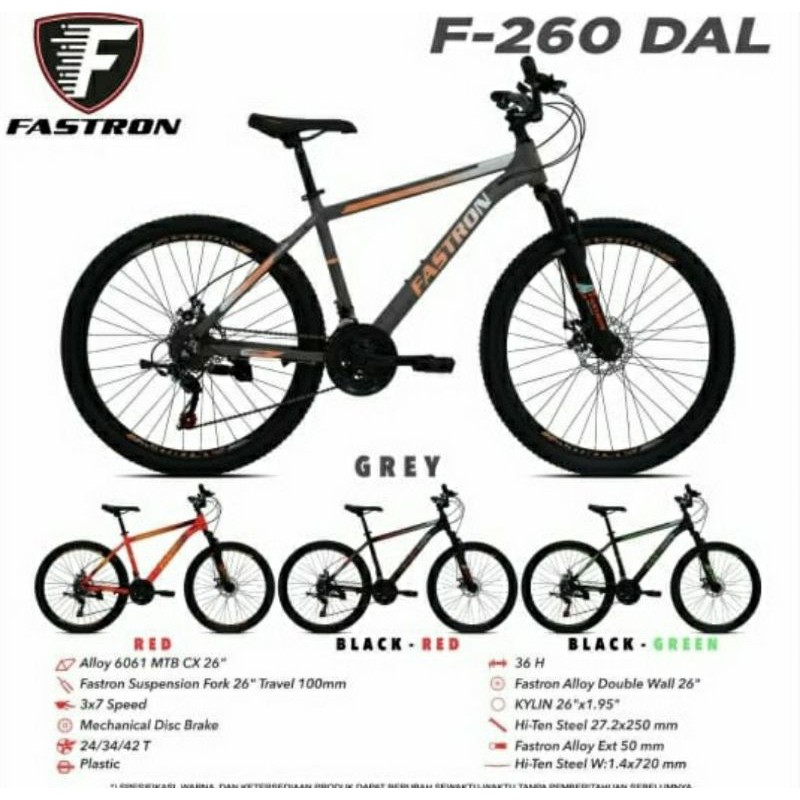 Sepeda gunung Fastron MTB 26 inch F260 DAL 3x7 sp