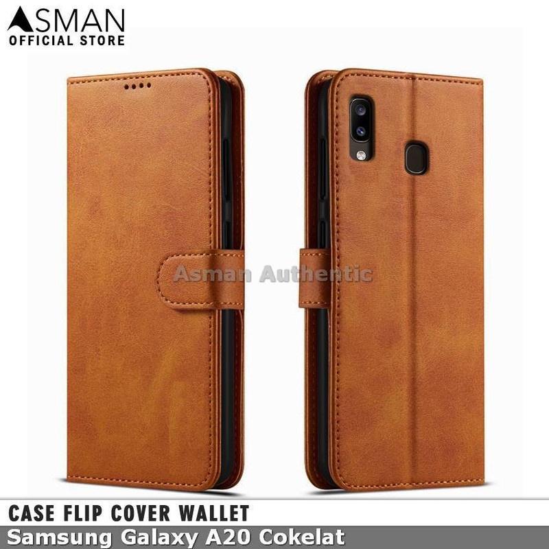 Case Samsung Galaxy A20 Leather Flip Cover Premium Edition