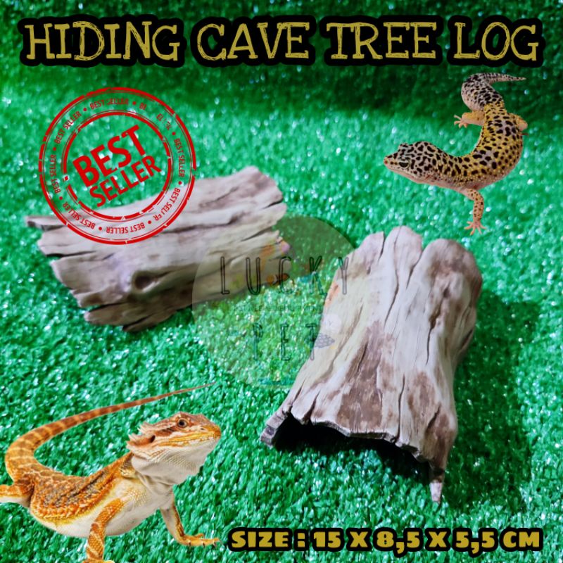HIDING CAVE TREE LOG WOOD HIDING CAVE MODEL BATANG POHON KAYU TEMPAT SEMBUNYI REPTIL GECKO TOKEK BD 