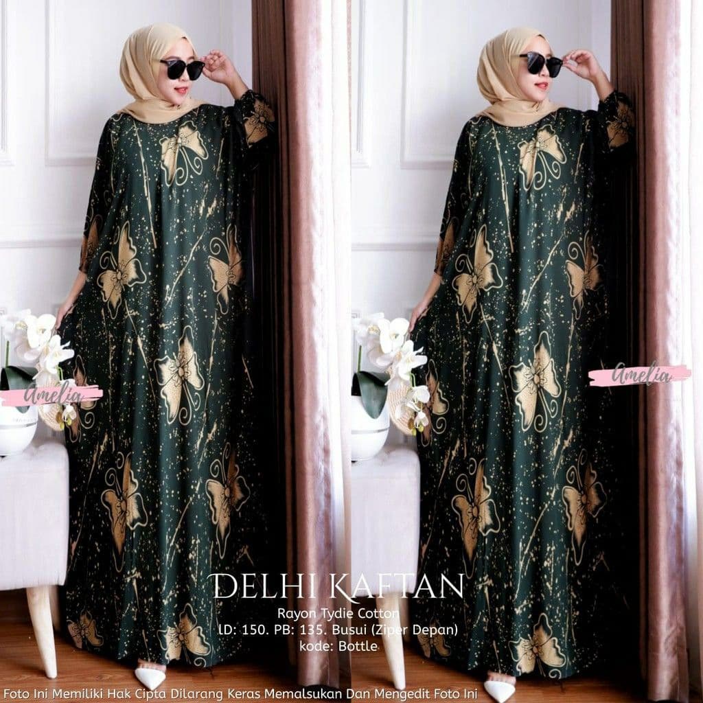 Kaftan Delhi - Kaftan Wanita Jumbo Katun Rayon Batik Premium Busui Daster Gamis Batik Bigsize Fashion Muslim Kekinian LD