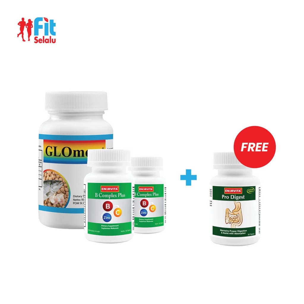 GLOmega 90 softgel + ( 2 Pack Enervita B Complex 30 Tablet )