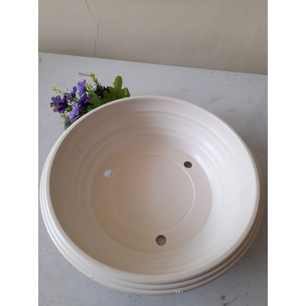 POT BUNGA - PLASTIK - POT BONSAI 30 PUTIH MURAH BONSAI PLASTIK POT TANAMAN BULAT CEPER 30CM