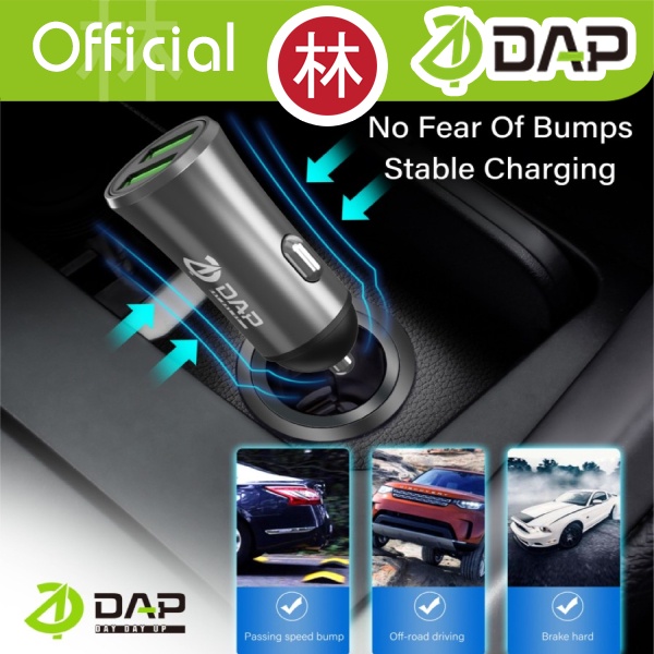 DAP D-CC2N Car Charger Dual Port USB 2.4A With Cable Micro USB New D-CC2