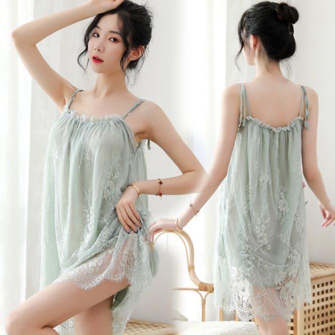 Baju Tidur Kimono Sexy Satin Mandi 2 In 1 Set Pakaian Dalam Wanita