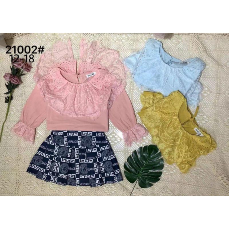 setelan renda kerah import Korea