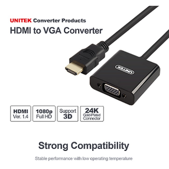 Unitek Y6333 HDMI to VGA konektor with Audio - Unitek Y6333
