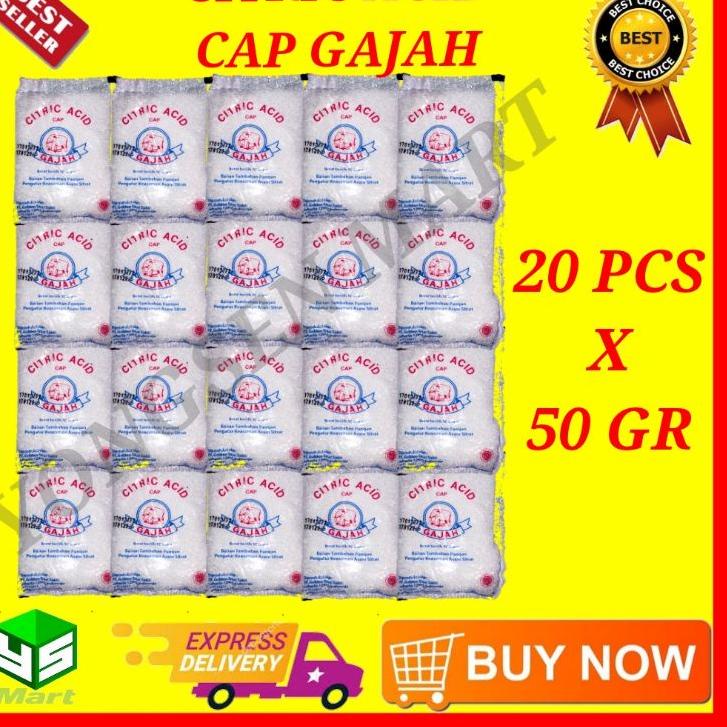 

Trendy citric acid cap gajah 50gr @ 20 bungkus asam citrun pemutih pembersih 愛