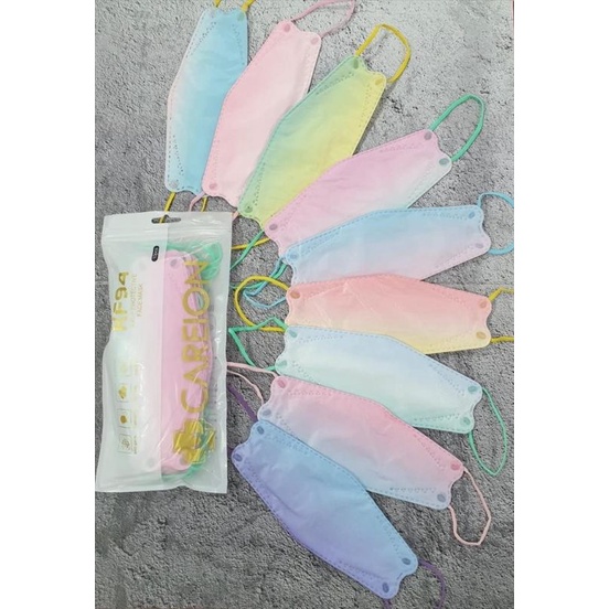 MASKER KF94 GRADASI CAREION ISI 10 PCS MASKER KF 94 4PLY 2 WARNA MIX pelangi