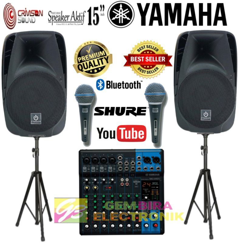 Jual Paket Aktif Pasif Speaker Crimson 15 inch mixer Yamaha MG10XU Sound System Shopee Indonesia