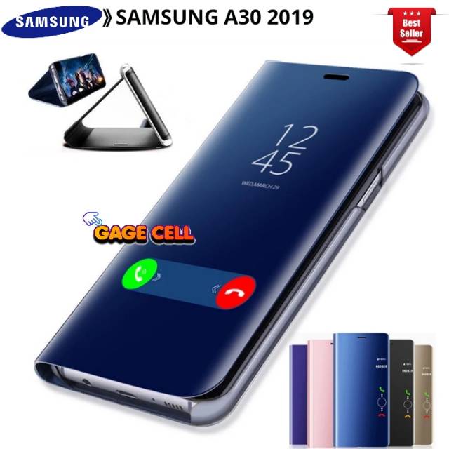 FLIP CASE MIRROR 360 SAMSUNG A30 STANDING CASE -FLIP COVER MIROR SAMSUNG A30 LIPAT CERMIN PREMIUM