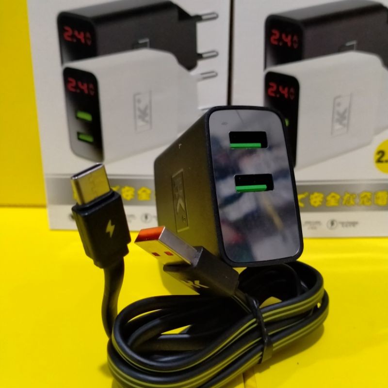 Charger Casan HK Original Fast 2USB Fast Charging 2.4A Power Adapter with lcd