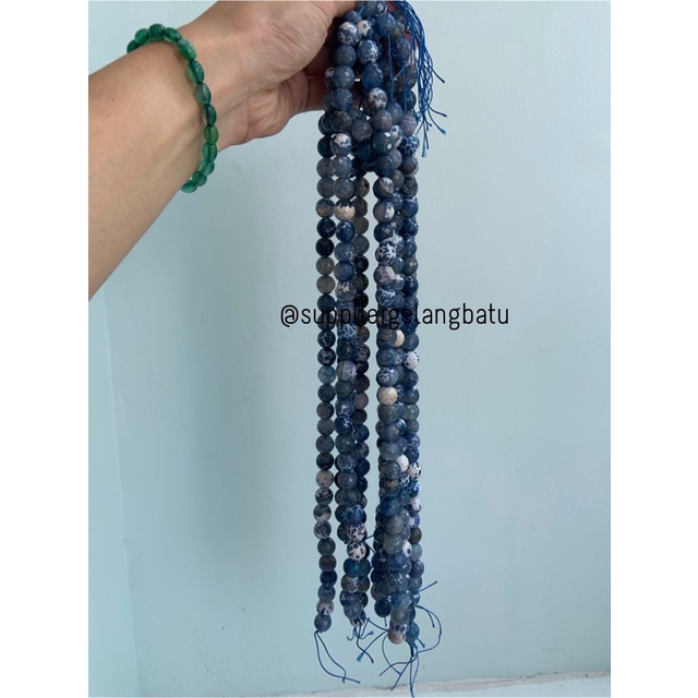 batu alam sodalite serat FACETED 12mm cutting amethys aksesoris craft