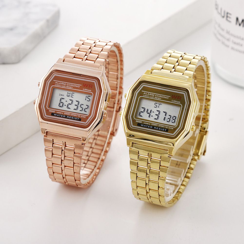 COD Jam Tangan Wanita Strap Rantai Premium Quality Pria Couple Elegant Eksklusif Mewah  Digital Model Casio Led Watch Brands Quartz Terbaru Terlaris Termurah Untuk Kado Hampers Harga Murah Promo Grosir bisa Cod Id Surabaya