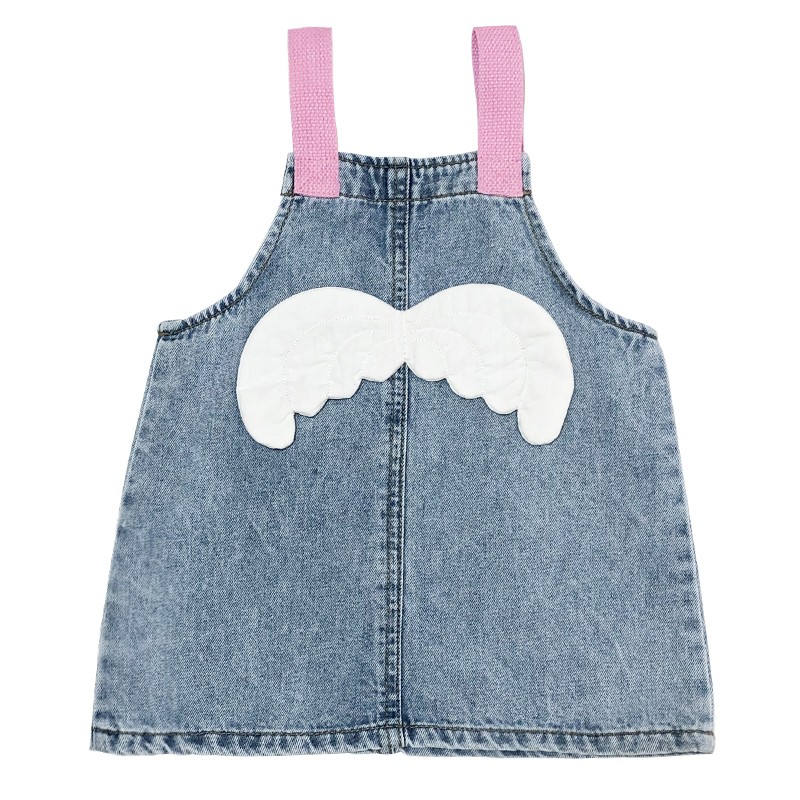 KF CAT Dress Anak Perempuan Overall Rok Jeans + Dalaman Kaos Lengan Pendek Cewek Santai Fashion Import-8
