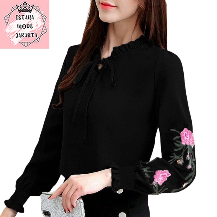 ISTANA MODE JAKARTA Aurelia Bordir baju atasan wanita terbaru blouse koreanstyle blouse wanita lengan panjang-1