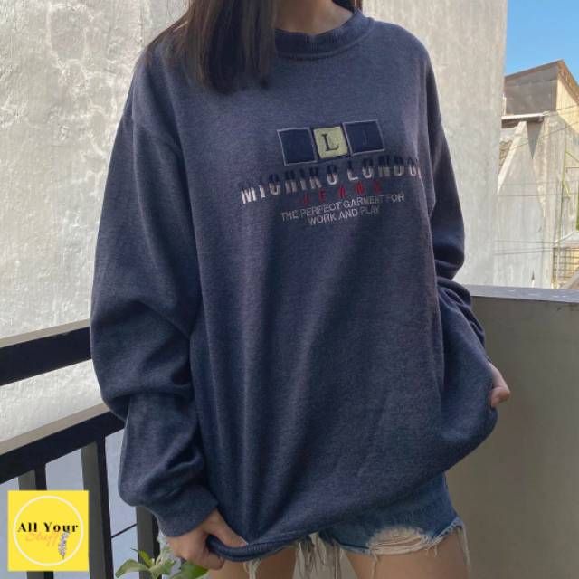 CREWNECK MICHIKO LONDON NAVY | SWEATSHIRT | THRIFT OVERSIZE