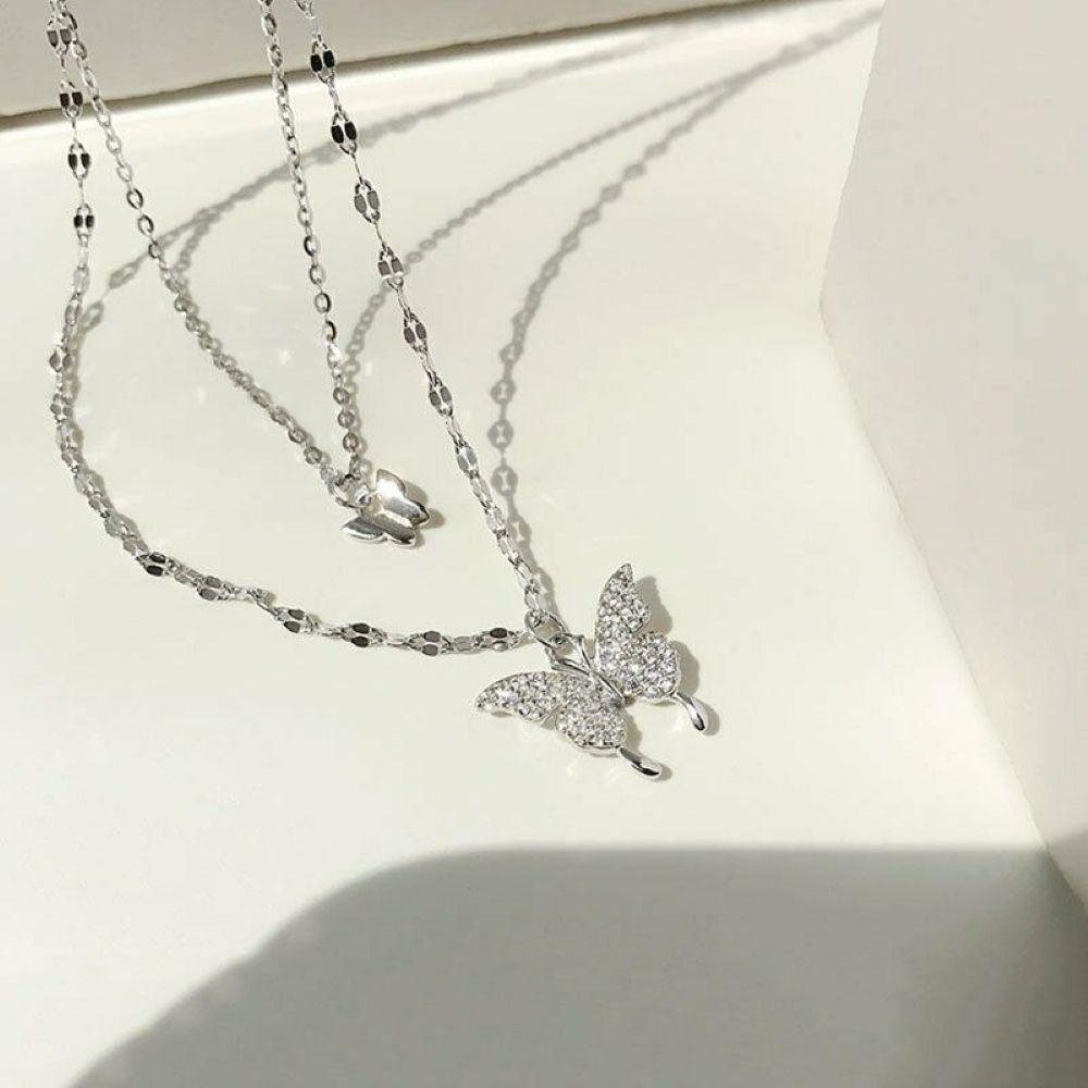 Lily Shiny Butterfly Kalung Fashion Liontin Bling Wanita Hadiah