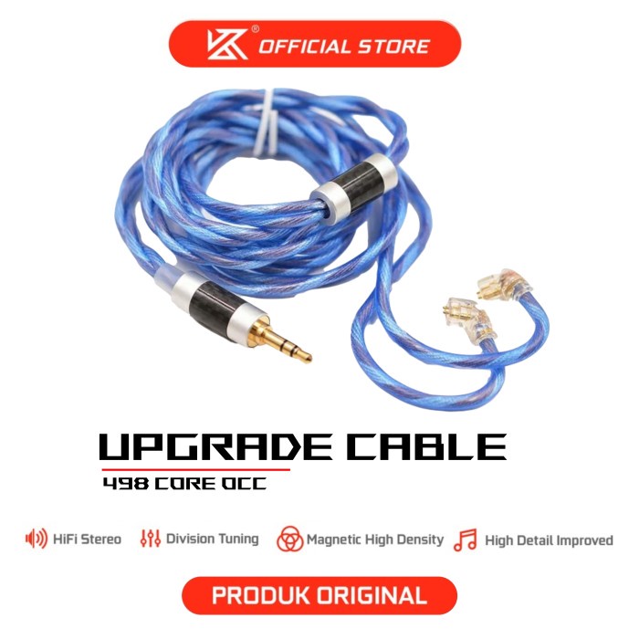 [KZ Official Store] KZ Kabel Upgrade Cable 498 Core OCC OFC Silver - Biru