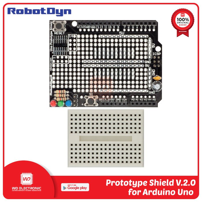 ROBOTDYN PROTOTYPE SHIELD v2.0 ARDUINO UNO PROTO BOARD UNO