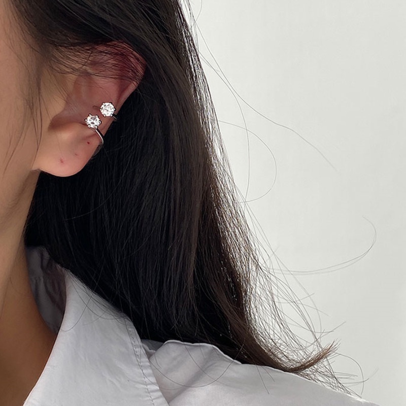 Anting Klip Tanpa Tindik Hias zircon Gaya simple Untuk Wanita