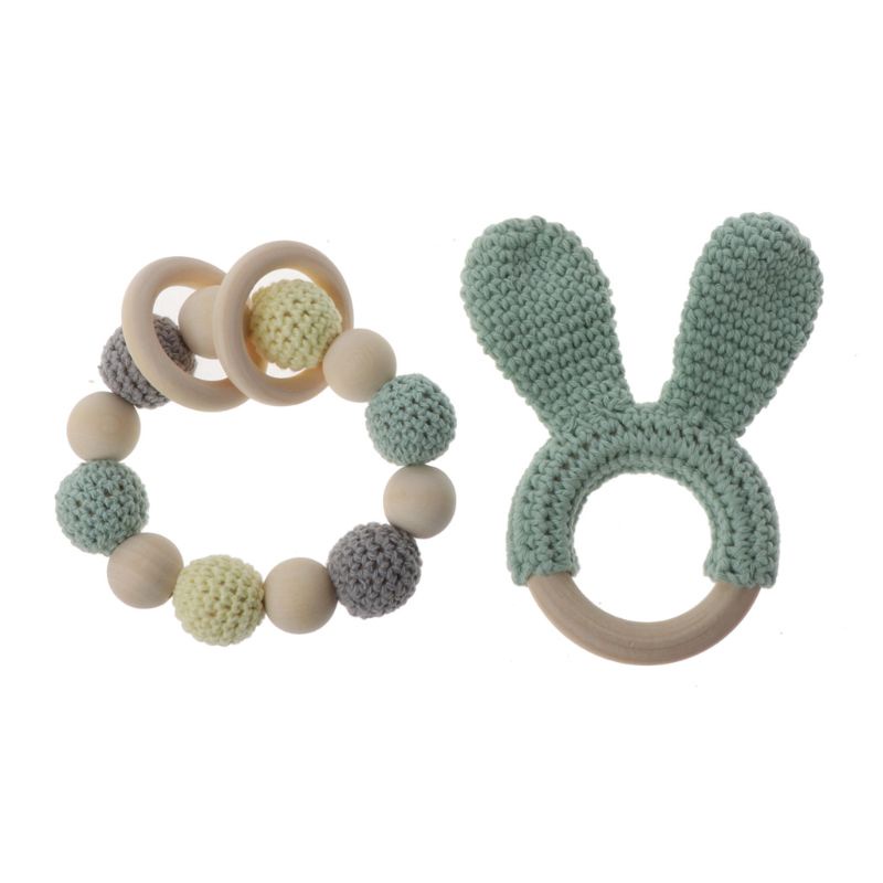 Mary 2Pcs / set Mainan teether Ring Kayu Alami Organik Untuk Bayi