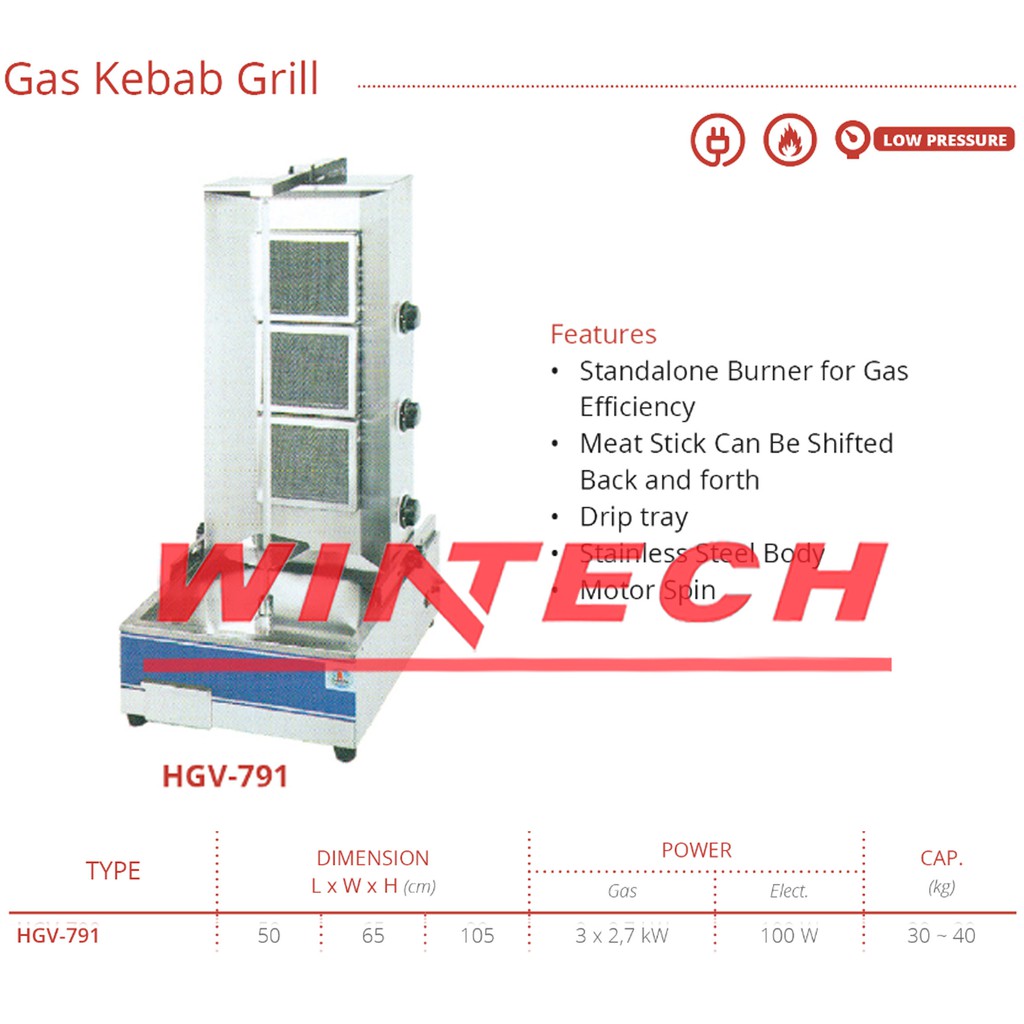 GETRA GAS KEBAB GRILL GAS / MESIN PANGGANG KEBAB HGV 791 - Kebab Grill Machine