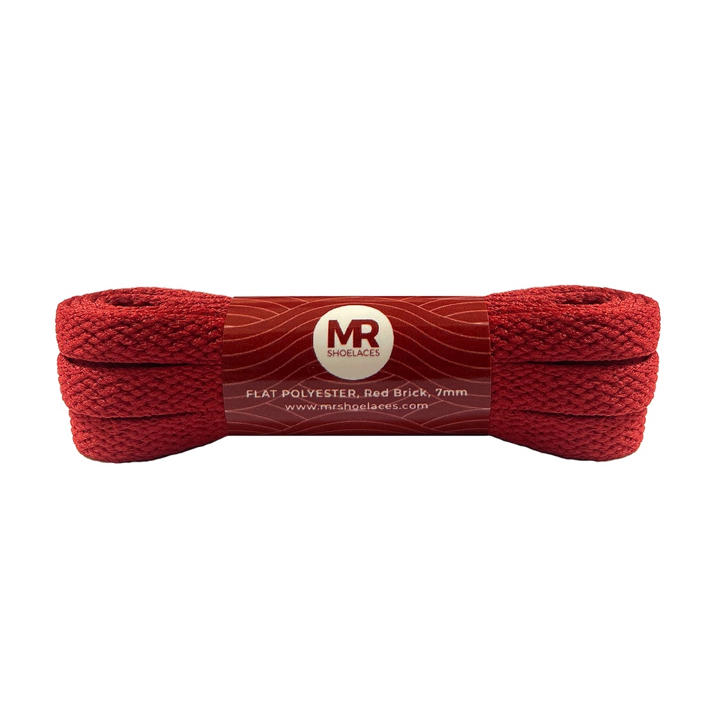 Original MR Shoelaces FP62 Red Brick (Merah Batu Bata) Tali Sepatu Pipih Flat 7mm 90cm 100cm 120cm 130cm 140cm 150cm 180cm 200cm Polyester Premium Shoelaces