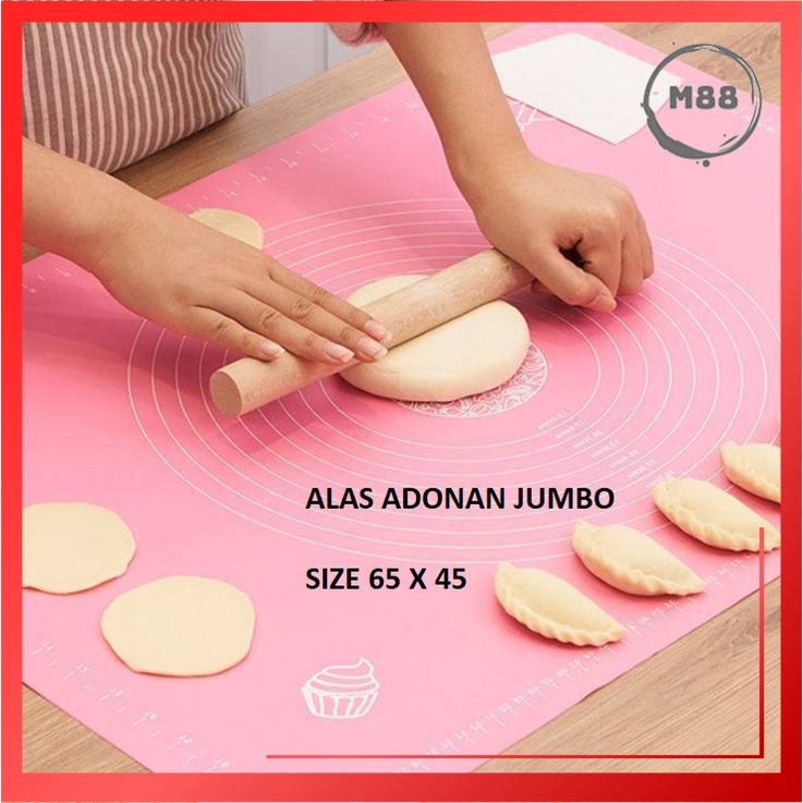 MARKAS88 Mat Alas Adonan Kue 65x45cm Alas Adonan Kue Fondant Silikon Tatakan Adonan Anti Lengket