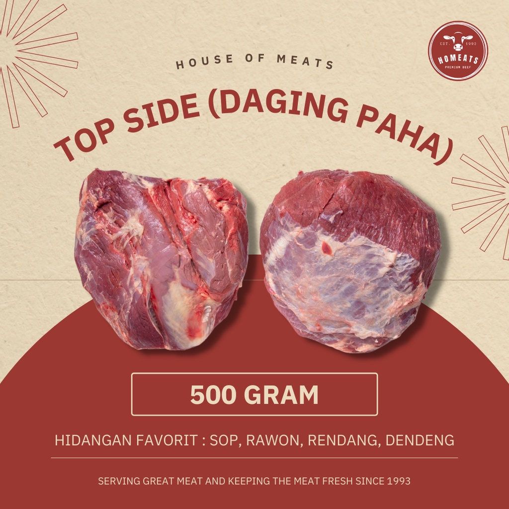 

Daging Sapi Lokal Segar Fresh 500gr - Paha Topside Silverside untuk Rendang, Empal, Dendeng