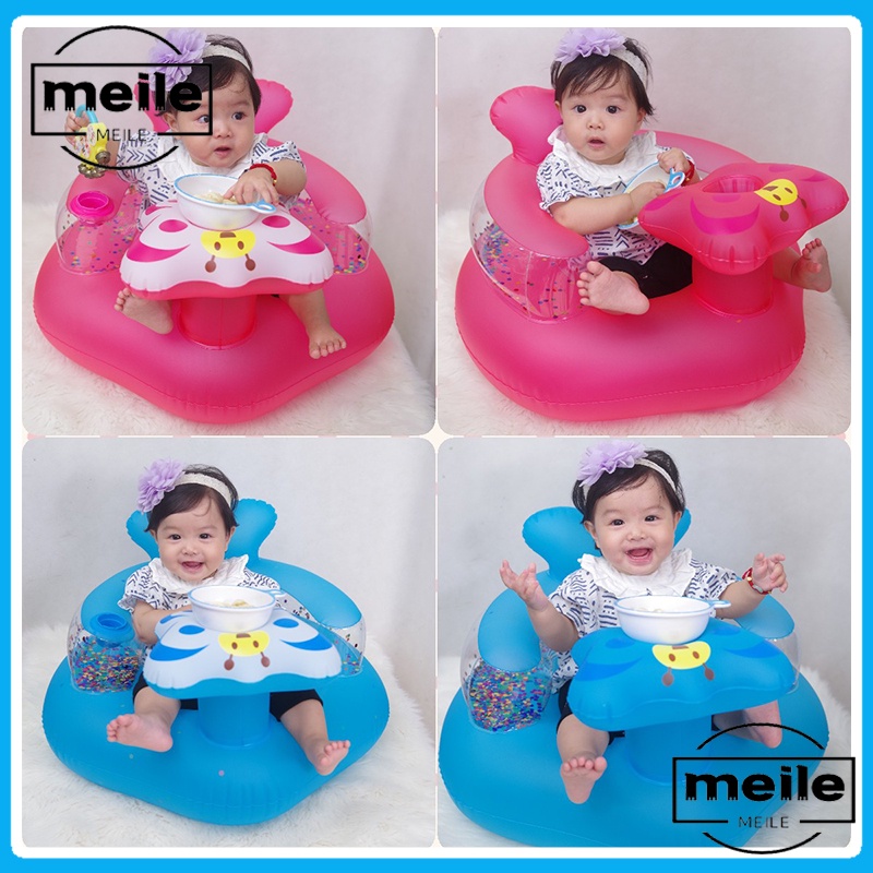 stroberi Kursi Sofa Tiup Tempat Duduk Bayi Balon Motif Binatang Infant Seat -Cocok buat anak bayi untuk mandi/ kursi sofa angin bahan pvc / sofa angin anak karakter//sofa angin portable /1 2 3 tahun  untuk Belajar Duduk dan Makan