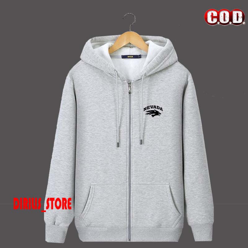 COD Jaket Hoodie Resleting Nevada Logo Hitam Pria & Wanita Bahan Flece Non Lebel Premium Quality, Ja