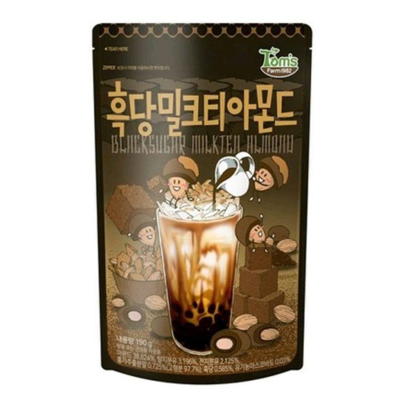 

TOM'S BLACK SUGAR MILK TEA ALMOND 190gr / KACANG ALMOND KOREA TOM'S