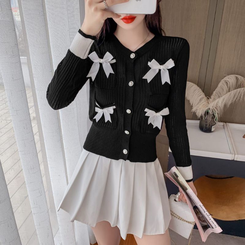 MDLV ~ 7372 FILLETA LONG SLEVEE KNIT CARDIGAN KARDIGAN KOREA KARDIGAN RAJUT CWK FASHION IMPORT